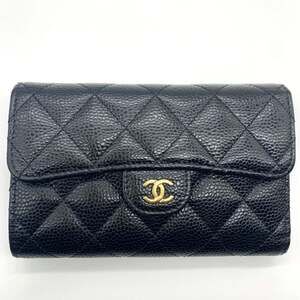 CHANEL Authentic Black Caviar Leather Wallet